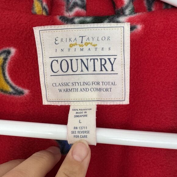 Erika Taylor Country Full Length Christmas Tree Fleece Warm Robe Red EUC Size L - Picture 12 of 13
